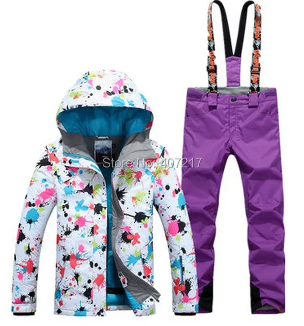 2017 جديد وصول إمرأة الجليد التزلج سترة تزلج تناسب المرأة زهرة الطباعة و البنفسجي حمالة السراويل التزلج 2017 جديد وصول إمرأة الجليد التزلج سترة تزلج تناسب المرأة زهرة الطباعة و البنفسجي حمالة السراويل التزلج