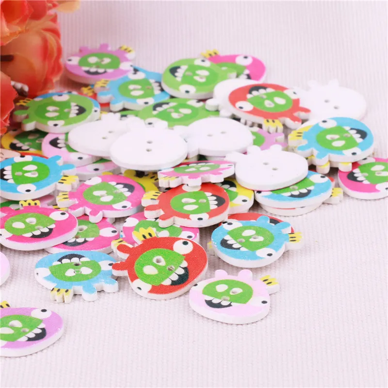 Pig Wooden Button Sewing Cute Animal Children Baby Natural Wood DIY Bead 20pcs