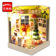 Милые Рождество номер DIY Вуд кукольный комплект с миниатюрной Мебель кукла номер дома ангел мечты Best на день рождения подарок для девочек