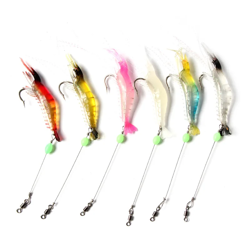 

6Pcs Soft Shrimp Lure Bait 6g 15cm Soft Silicone Simulation Lifelike Prawn Swimbait Soft Artificial Fishing Lure Random Colors