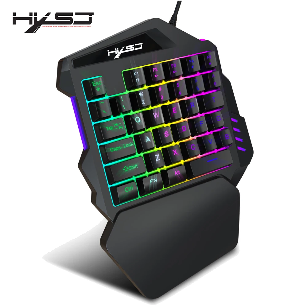 

HXSJ new one-hand film keyboard color backlit gaming keyboard 1.6 m USB cable 35 keys for PC notebook