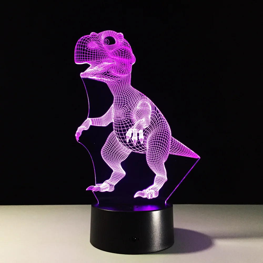 Новинка динозавр 3D ночной Светильник Красочный USB светодиодный Настольный