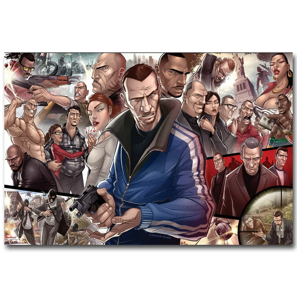 Grand Theft Auto V художественный постер из шелковой ткани с принтом 13x20 32x48 дюймов