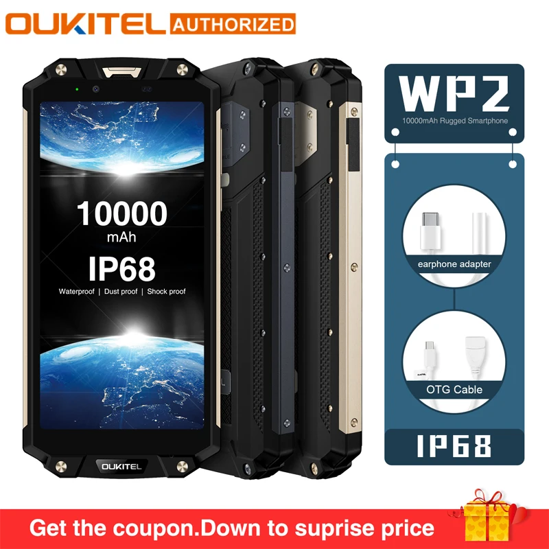 OUKITEL WP2 IP68 impermeable polvo a prueba de golpes del teléfono móvil 4G RAM 64G ROM Octa Core 6,0 \