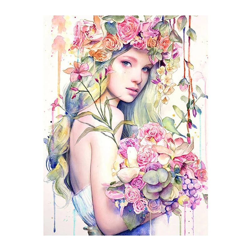 HUACAN-Diamond-Mosaic-Portrait-5D-DIY-Diamond-Painting-Girl-Picture-Of-Rhinestone-Full-Square-Drill-Diamond