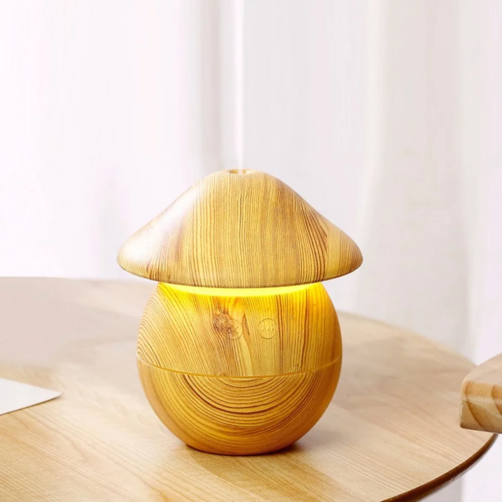 

Wood Grain Air Humidifier Usb Charging Air Diffuser Purifier Atomizer Diffuser Mist Maker Cute Mushroom Design