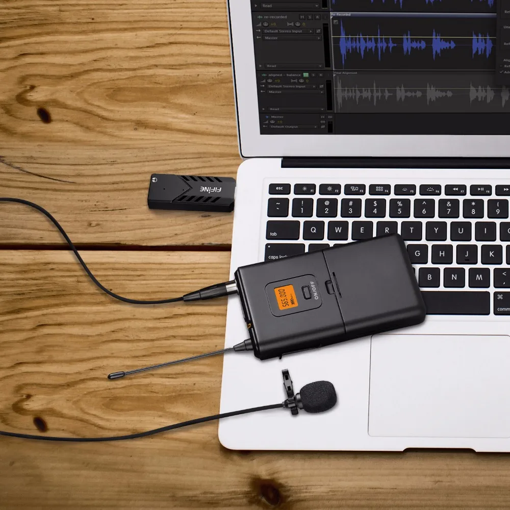 Fifine беспроводные ПЕТЛИЧНЫЕ микрофон для ПК Mac phone с usb приемником обучения записи