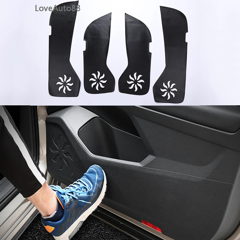 

Carbon Fiber Leather door Protector Pad Anti Kick Pad Anti-dirty Pad Mat Cover Sticker For Tiguan MK2 2017 2018 2019 Car-styling