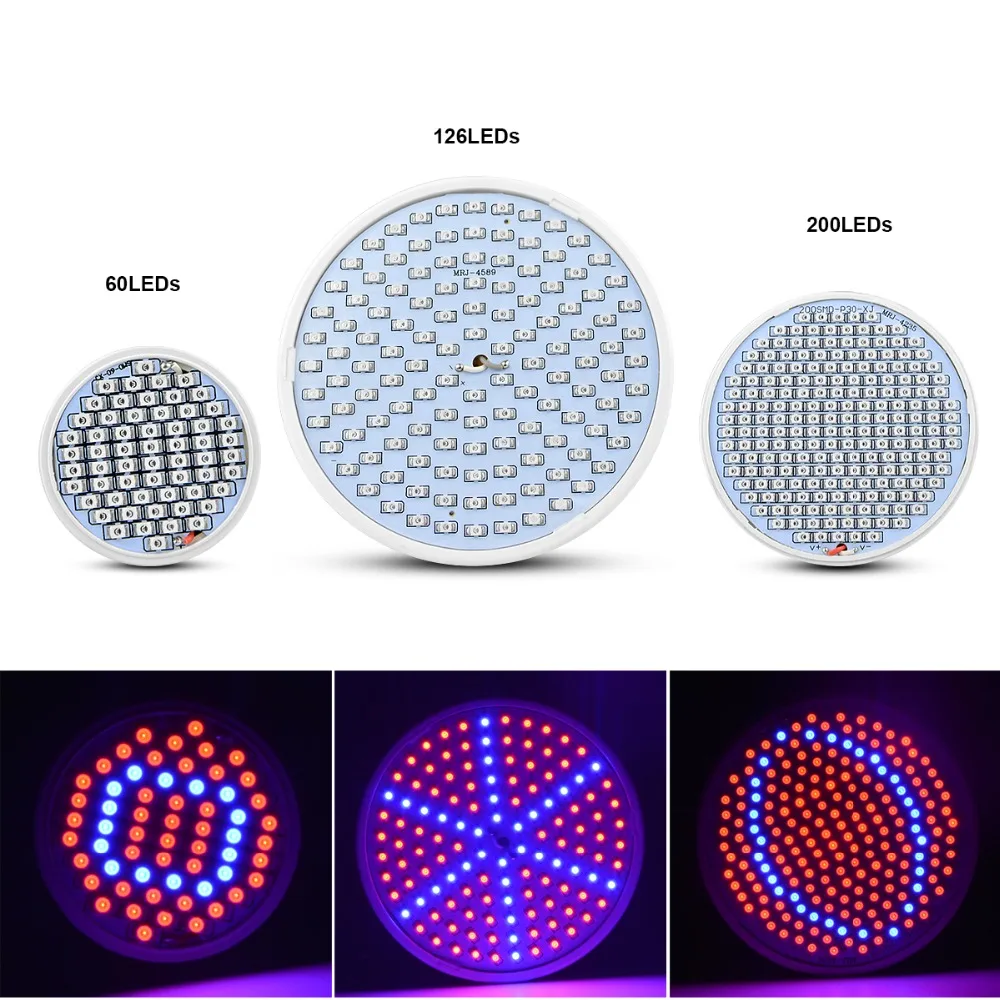 60 Светодиодный s 126 светодиодный s 200 светодиодный s светать E27 Фито лампа полного спектра светодиодный лампочка для светильника светодиодный сад лампа для выращивания растений с цветочным узором