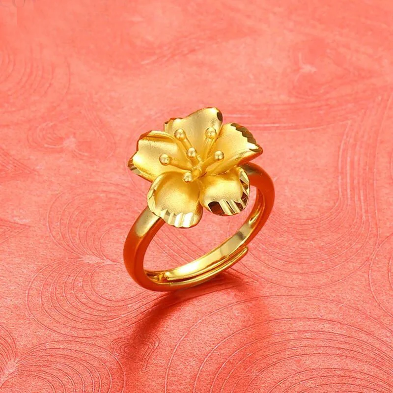 

MxGxFam Flowers Rings For Women 24 k Pure Gold color Good Quality Hot jewelry Classic Fashion
