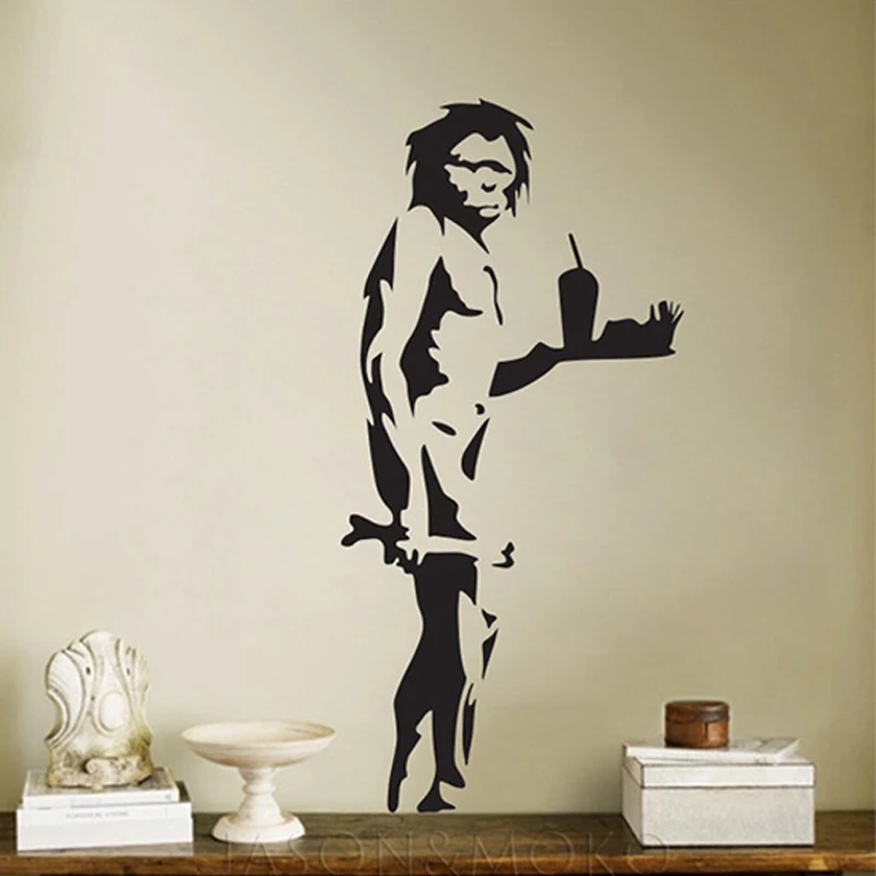 Banksy Caveman Ape man Primitive Takeaway Interior Wall Decal Sticker
