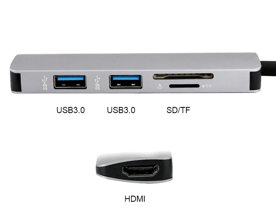 5 в 1 USB C концентратор USB-C к HDMI Micro SD/TF кард-ридер адаптер для MacBook samsung Galaxy S9/S8 huawei P20 Pro type C