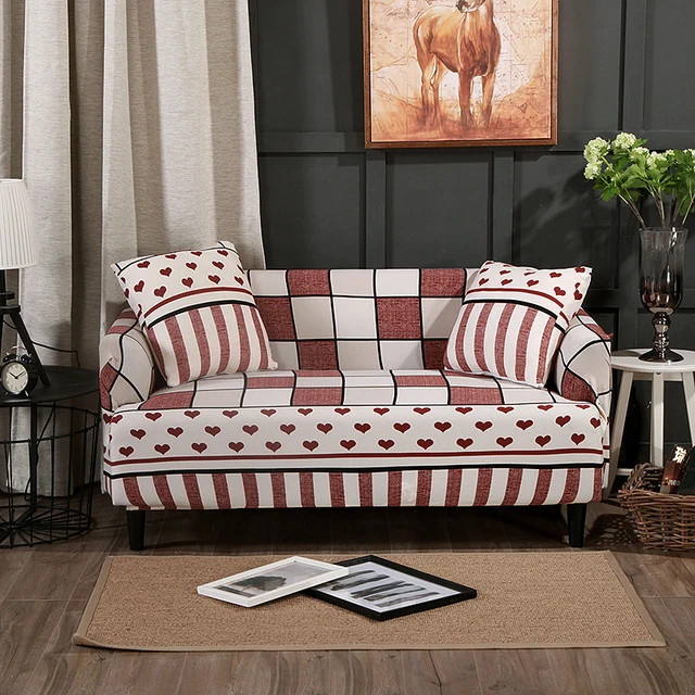 Plaid Couch Sofa Covers For Living Room Polyester Modern