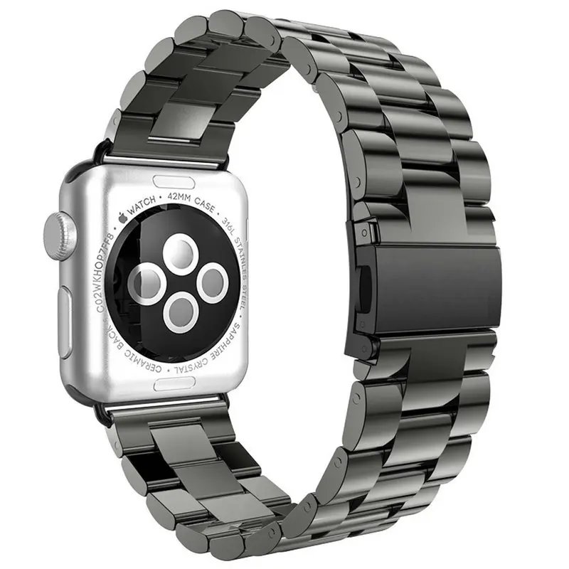 Ремешок из нержавеющей стали для Apple Watch Band 42 мм черный зажим 38 iWatch | Наручные часы