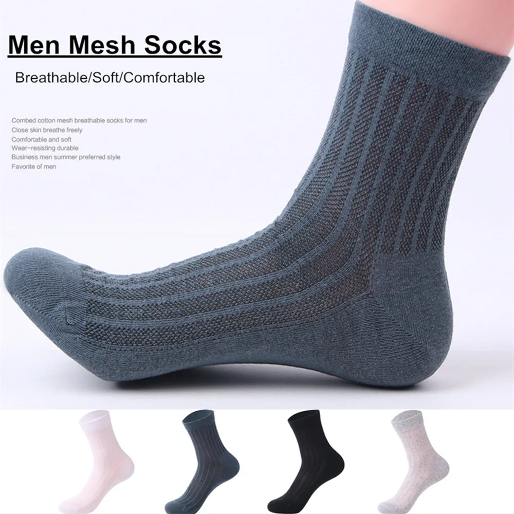 

5 Pairs Summer Socks Men High quality Black White Large Size Thin Cotton Mesh Casual Dress Socks Male Compression Socks 39-44