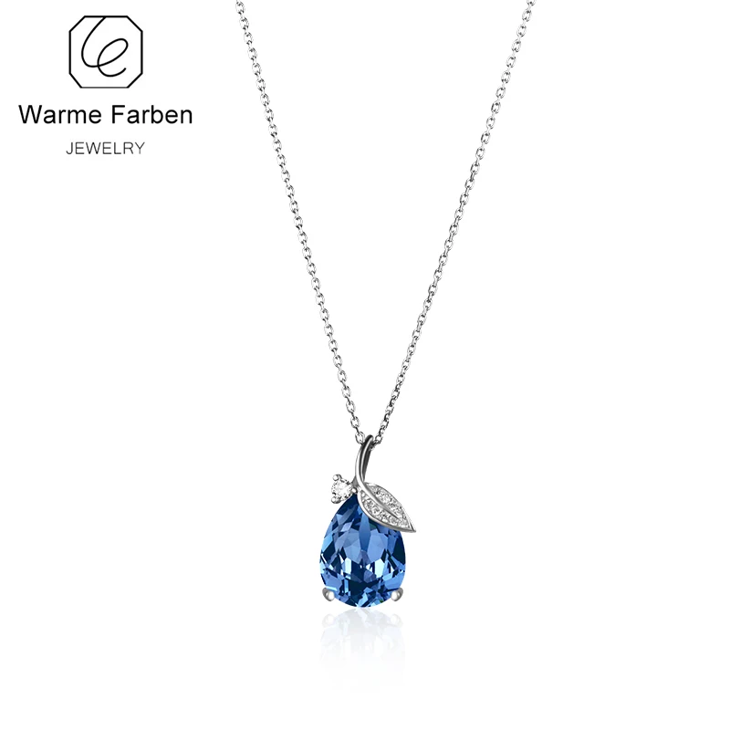 

Warme Farben Genuine 925 Sterling Silver Fine Jewelry Pendant Necklace Women Chain Necklace Crystal From SWAROVSKI Leaf for Lady