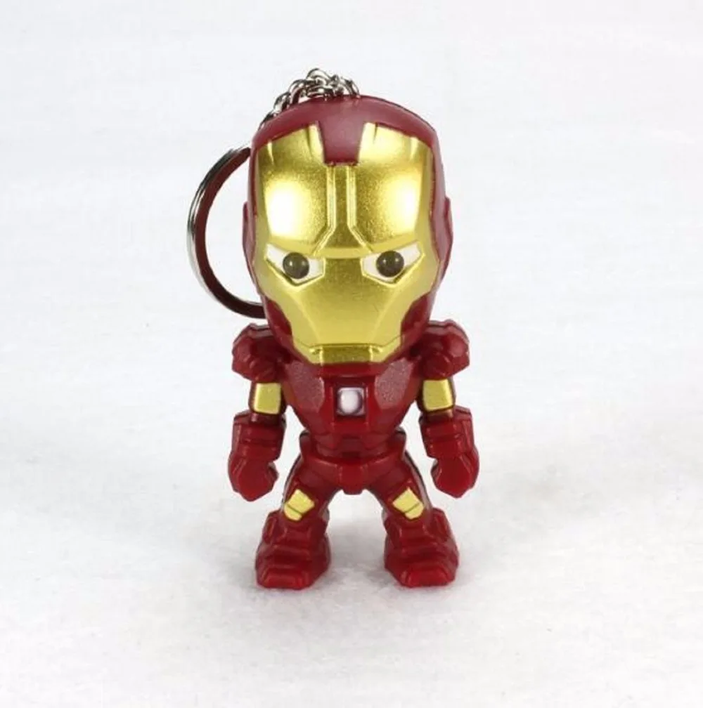

1pcs The Avengers Iron Man Action Figures LED keychain Flashlight Toys With Sound Keyring Gifts toys random color