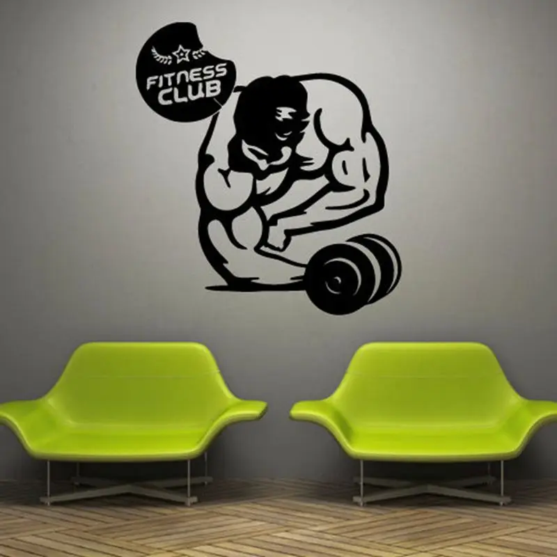 Pegatina Car Gym Sticker Dumbbell Fitness Decal Body building Muscle Posters Vinyl Wall Decals