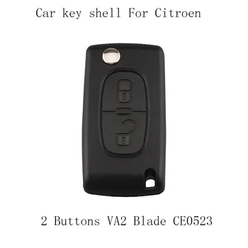 

15pcs/lot Remote Car Key Shell 2 Buttons VA2 Blade For Citroen C4 C2 Replacement Car Key Case Cover CE0523 Battery Holder