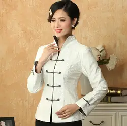 Модные тенденции белый леди белье хлопок Тан костюм Китайский классический пиджак с длинными рукавами Костюмы пальто Размеры размеры s m l xl