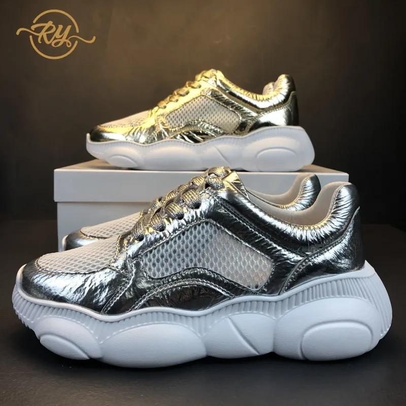 

RY-RELAA womens sneakers shoes 2018 fashion white sneakers women platform sneakers Genuine Leather wedges shoes for women ins