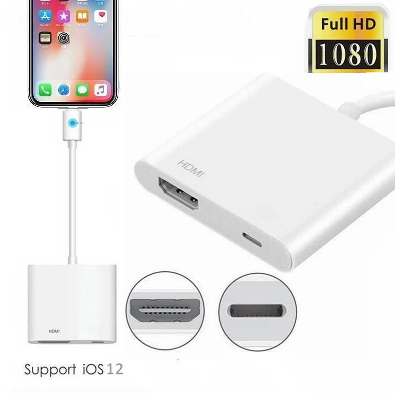 8pin to HDMI 8-контактный кабель HDMI VGA для Iphone к VGA HD tv адаптер цифровой av-кабель 1080 P для iPad Pro Air iPhone X Xs Max XR 8 7 Plus 6 S - Цвет: 8pin to HDMI