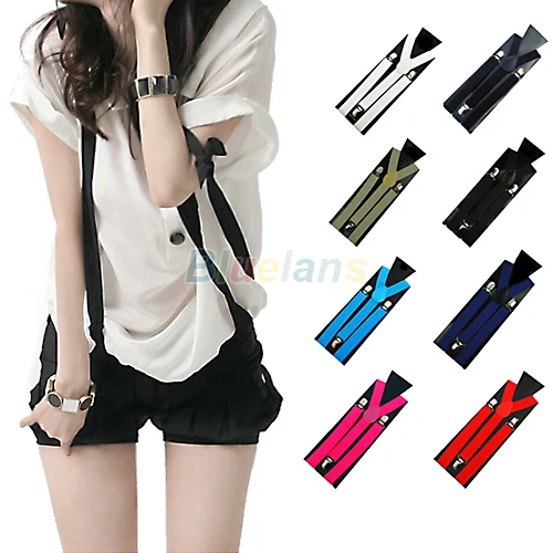 

Hot 1PC New Mens Womens Unisex Clip-on Suspenders Elastic Y-Shape Adjustable Braces Colorful 0J6G BCX5