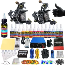 Solong Tattoo Полный комплект татуировки 2 Пулемет Начинающий набор татуировки 14 чернил игла Захваты ноги лепесток Электропитание TK203-23