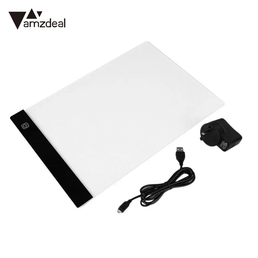 

AMZDEAL 4 Plug For A4 LED Light Stencil Art Copy Painting Drawing Pad Tattoo Pad Adapter USB Cable Dimable EU/UK/AU/US Plug