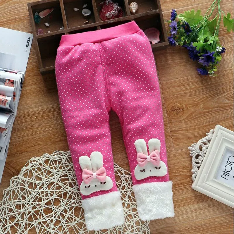 BibiCola toddler baby pants newborn girls winter warm thick plus velvet leggings trousers infant clothes girl cartoon sport pant