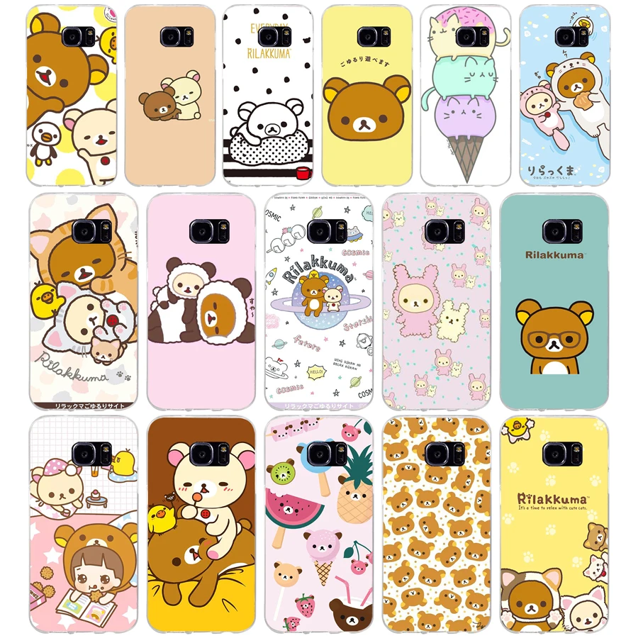 

85AQ funny cute cartoon Rilakkuma Soft TPU Silicone Cover Case for samsung Galaxy s6 s6 s7 edge s8 s9 plus case