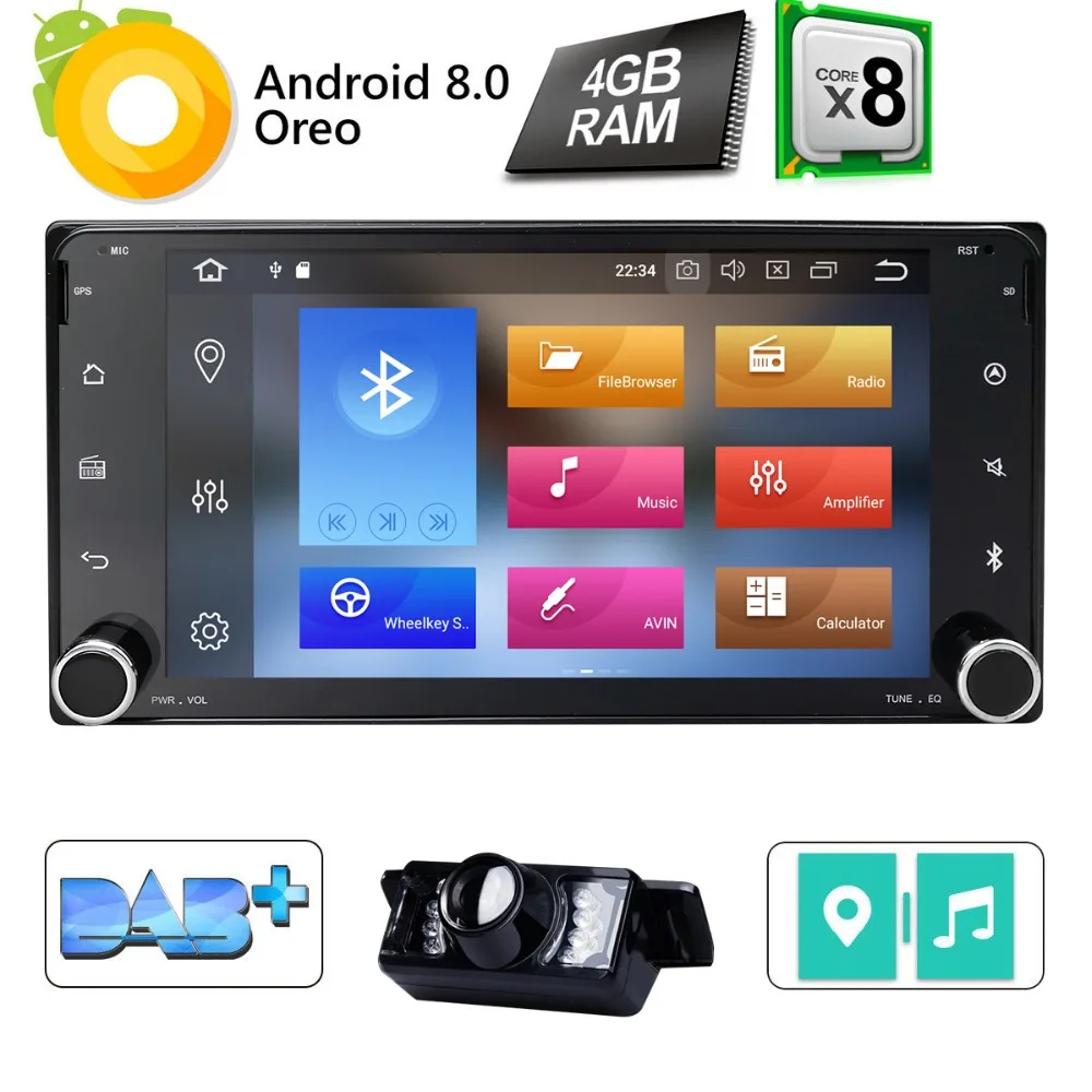 

7"2Din Android8.0 Car DVD Player Radio for Toyota Hilux Corolla Camry Prado RAV4 Octa-Core Mirror Link WIFI 4G Stereo Headunit