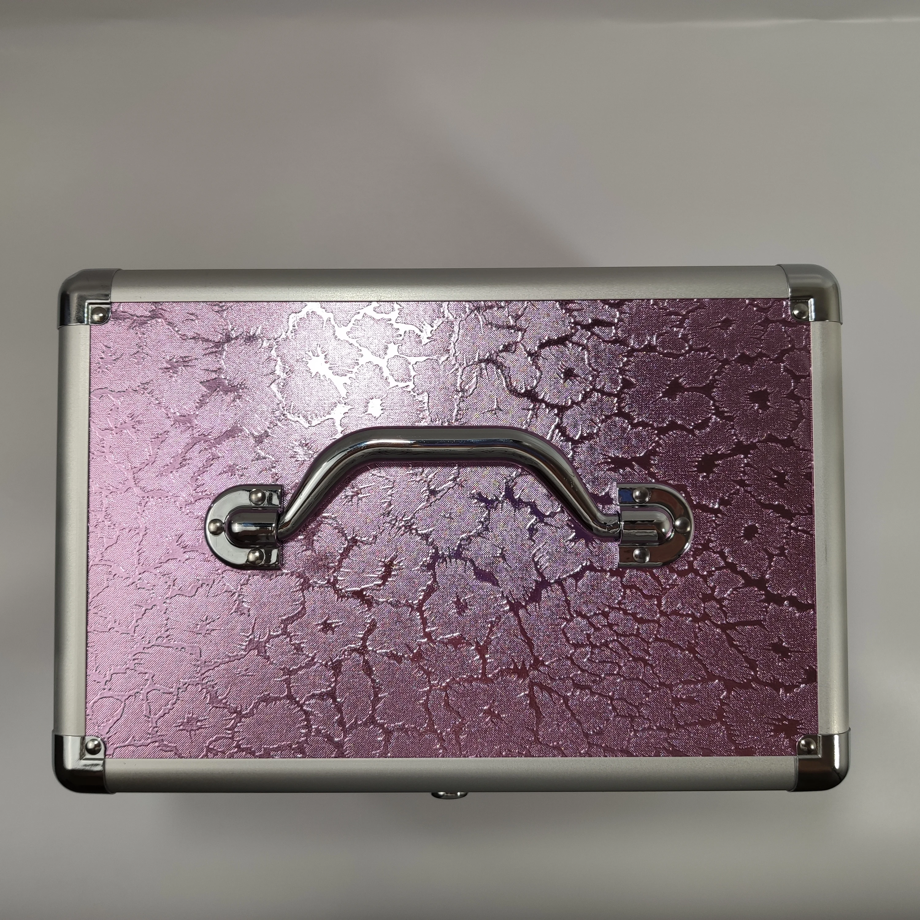 Professional Aluminium Makeup Case Pink Lighting  Portable Travel Jewelry Train Case Cosmetic Organizer Case Box With Mirror