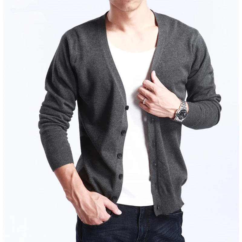 

2019 New Arrival Spring And Autumn Men's V-neck Cardigan Cashmere Wool Sweater Slim Thin Sweater Wool Coat Genuine Men coat