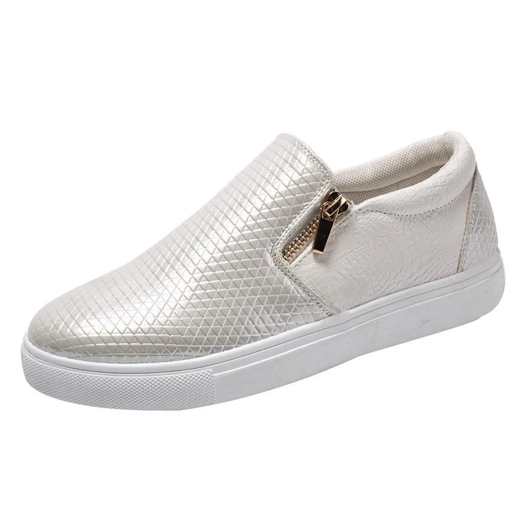 

Shoes Woman 2019 Summer Fashion Casual Shoes Womens Soft Bottom Casual Sneakers Flat Slip On Double Zip Trainers Flat Shoes #89