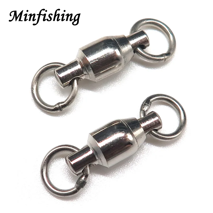 Minfishing 25PCS Stainless Steel Rolling Swivel Ball Bearing Solid with Double Rings Fishing connector Fishing Accessories 10pcs lot stainless steel cross line rolling fishing swivel 3 way fishing line connector swivel 12mm 14mm 16mm 19mm 24mm