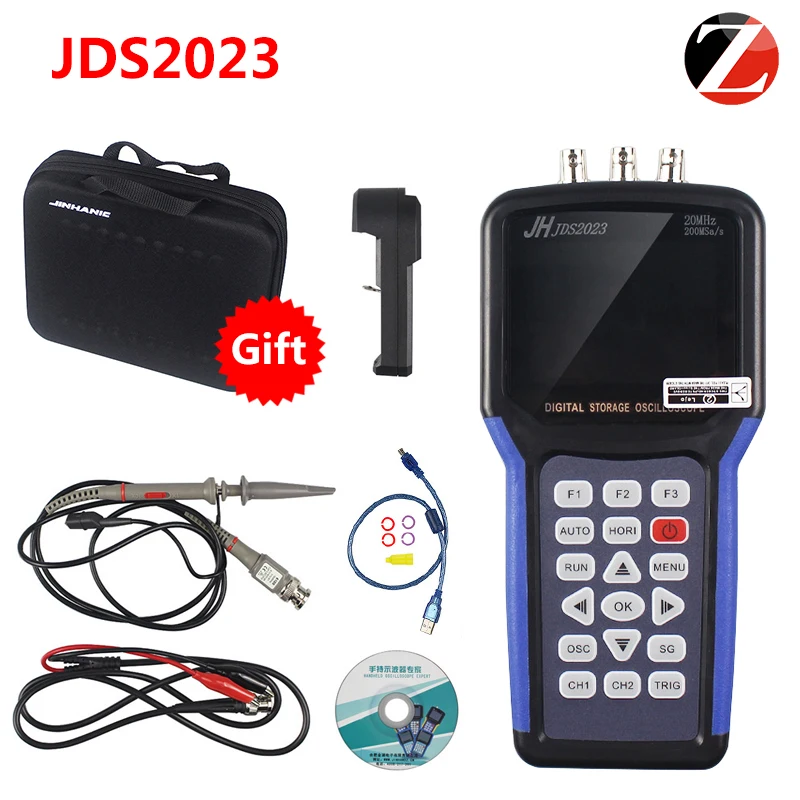 Portable Handheld Oscilloscope Jinhan JDS2023 Digital Storagesignal function generator 20MHz oscilloscope AC/DC Input coupling|handheld