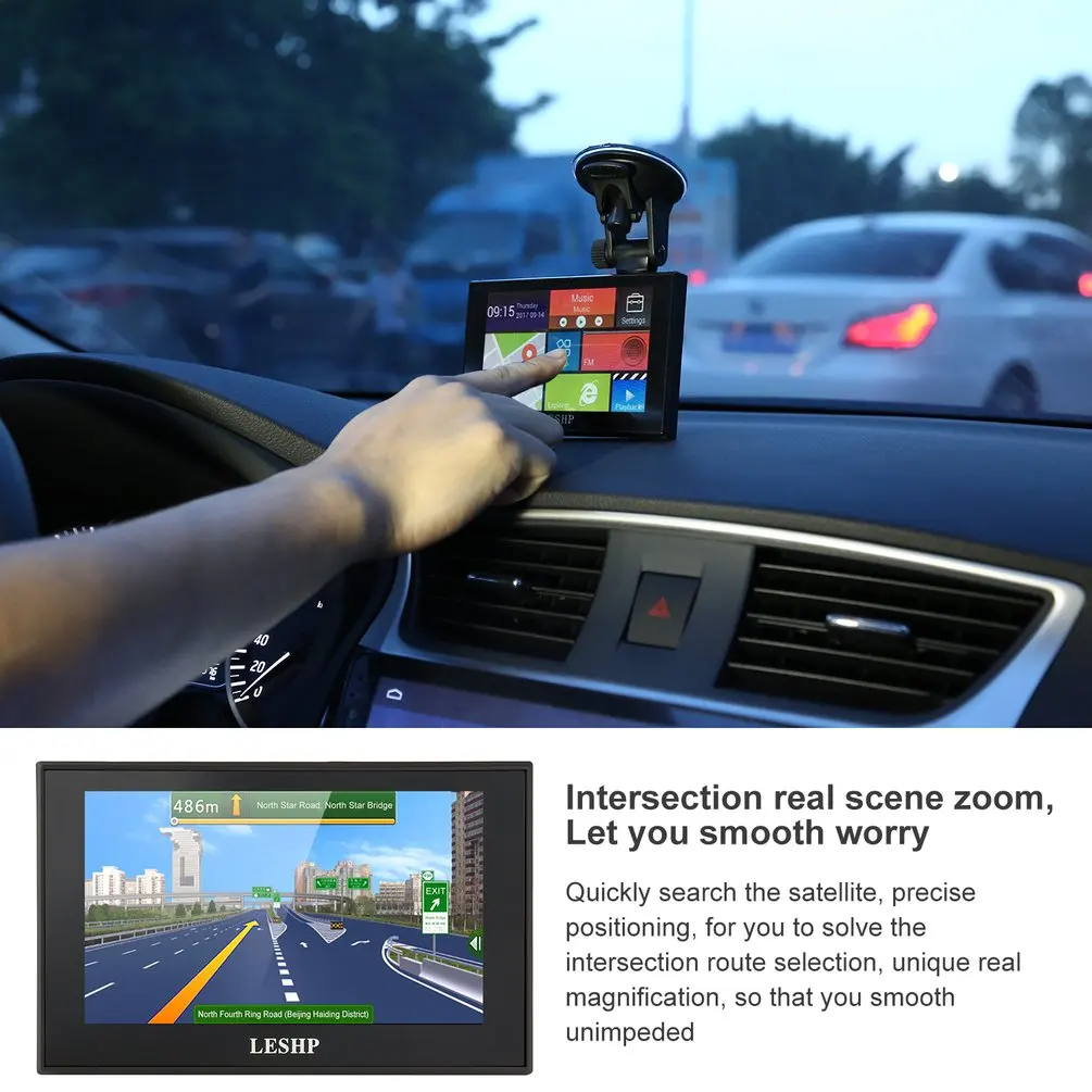 

LESHP 5"" TFT LCD 8GB Intelligent Search POI FM Transmitter Multimedia GPS Global Positioning System GPS Satellite Navigation