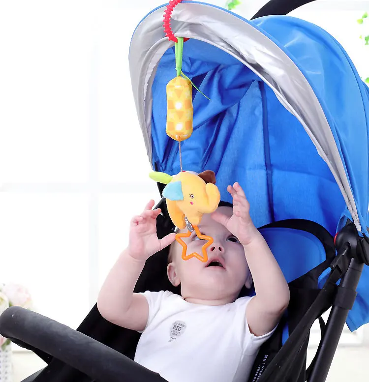 Cute Cartoon Animal Pendant Baby Stroller Cribs Toys Soft Plush Appease Doll Rattles For Infant Toddler Hanging Bed Bell Gifts