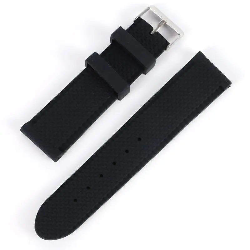 

Newest Fashion Men Casual Watch Band Soft Silicone Rubber Waterproof Wrist Watch Band Strap 18-24mm Black