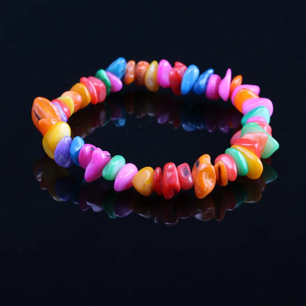 Горячая Распродажа браслет из натуральной раковины разноцветные шармы эластичные веревки красочные браслеты подарок для подруги