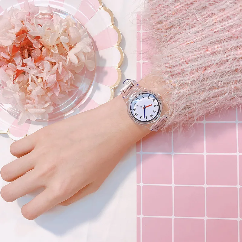 20191 Pcs Women Clear Silicone Band Wrist Watch Jelly Comic Style Quartz Casual Watches 4