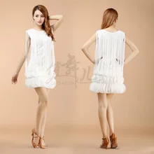 Новые блестки с кисточками, для латинских танцев юбка для женщин латинский Танго, самба платье для танцев вечерние сценические костюмы с бахромой платья