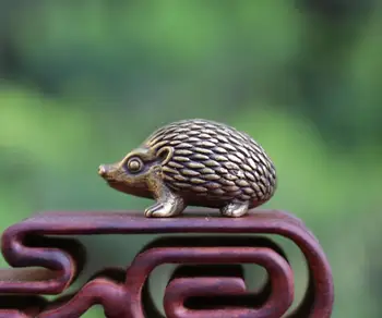 

3.5CM China 100% Pure Bronze Copper Handwork lifelike Animal hedgehog sculpture Mini small statue