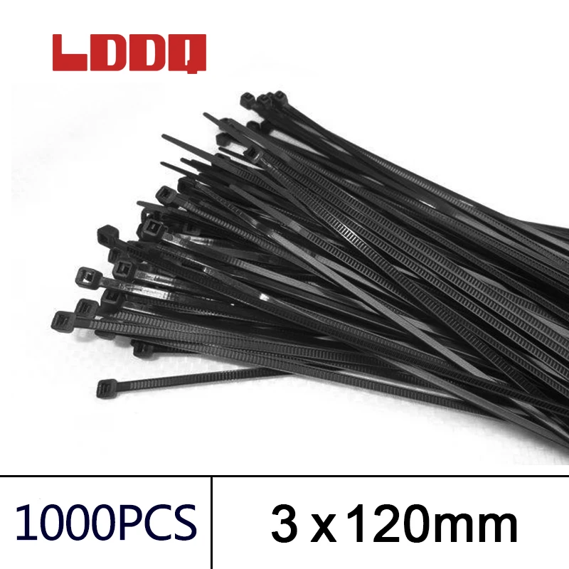 LDDQ Пластиковый кабель на молнии 3 мм пронумерованный черный и белый 1000 нейлоновые