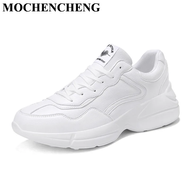 Spring New White Shoes Men Lace-up Casual Shoes Fashion Platform Flat Sneakers Breathable Hard-wearing Waterproof Leisure Shoes