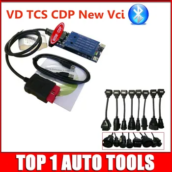 

DHL Freeship Double Blue PCB VD TCS CDP Bluetooth +8pcs Truck cables 2014R2/2015.3keygen in CD OBDII cars trucks diagnostic tool
