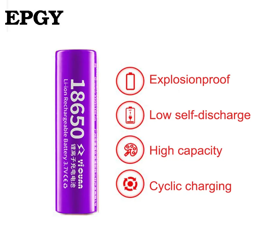 EPGY 100% Новый оригинальный 3 7 v 3000 мА/ч 18650 Литий Перезаряжаемые Батарея для фонарик