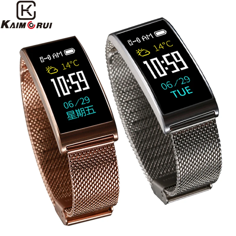 

Fitness Tracker IP68 waterproof Smart Bracelet Heart Rate Pedometer Stainless Steel Band Smart Wristband for Android and IOS