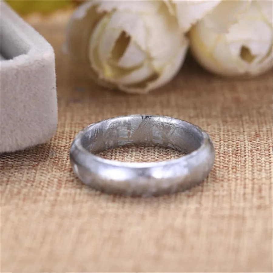 Подлинная натуральная Gibeon метеоритное кольцо для женщин мужчин Свадебная вечеринка пара кольцо размер 9-13 модное посеребренное кольцо